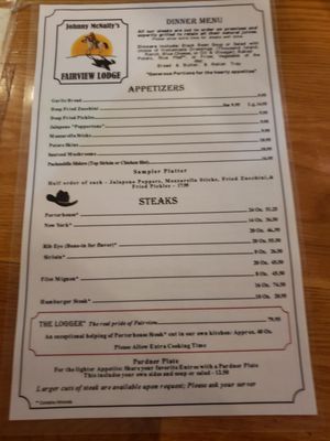 Menu photo 7 Johnny McNally’s Fairview Lodge Kernville, CA