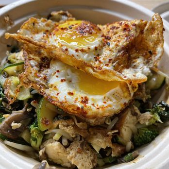 Brightwok Kitchen - MYOB: Thai basil, tofu, brown rice, broccoli, kale, sprouts, zucchini, add crispy egg and mushrooms. - Asian Fusion Near Me - Chicago, Illinois