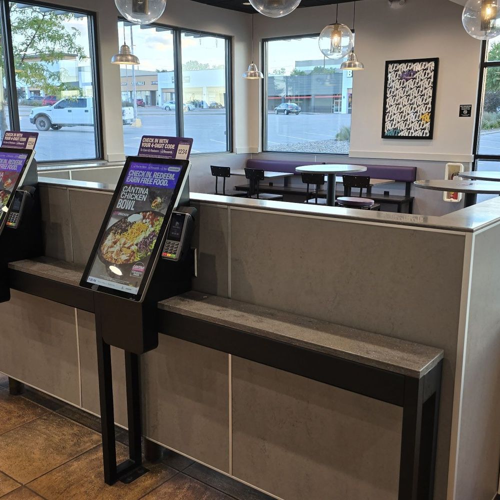 Taco Bell - Handy self-order, and a chance to earn points if you check in with the Taco Bell app. - Fast Food Near Me - West Des Moines, Iowa Taco Bell - Handy self-order, and a chance to earn points if you check in with the Taco Bell app. - Fast Food Near Me - West Des Moines, Iowa