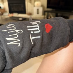 Power Stitch - My two grandchildren's names on my sleeve