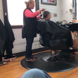 Tim and Nancy's Barber & Style - Mom getting her hair cut