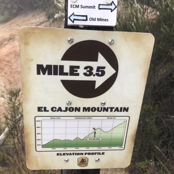 El Cajon Mountain Hiking Trail - Mile 3.5 sign - Hiking Near Me - El Cajon, California El Cajon Mountain Hiking Trail - Mile 3.5 sign - Hiking Near Me - El Cajon, California