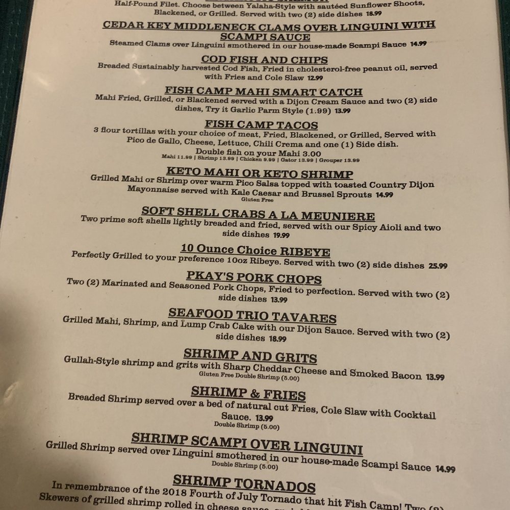 Fish Camp On Lake Eustis - Menu - Seafood Near Me - Tavares, Florida