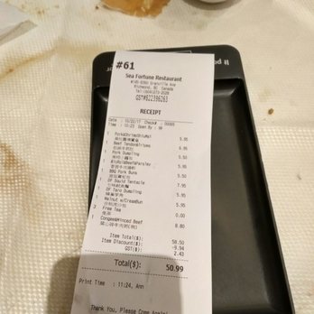 Sea Fortune Restaurant - Bill. - Dim Sum Near Me - Richmond, British Columbia Sea Fortune Restaurant - Bill. - Dim Sum Near Me - Richmond, British Columbia