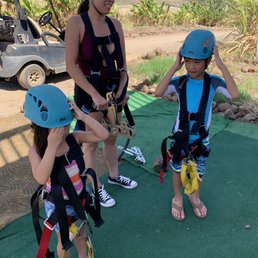 Getting ready to zip line
