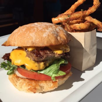 Burger Lounge - Husky Burger with Onion Rings - Burgers Near Me - Del Mar, California