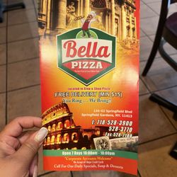 Bella Pizza - Front of menu