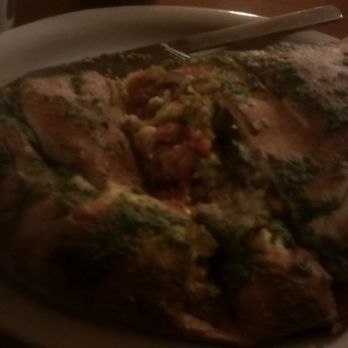 Village Pizza - Build your own calzone with bacon and green chile. This thing was massive! (Knife used for comparison) - Pizza Near Me - Corrales, New Mexico