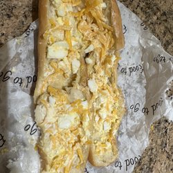 Spar - Supposed to be egg salad with cheddar cheese (wanted croissant they didn't have) on a baguette.