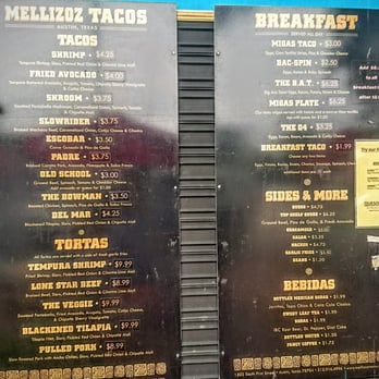 Mellizoz Tacos - Menu, Sun 2016-05-29 - Tex-Mex Near Me - Austin, Texas