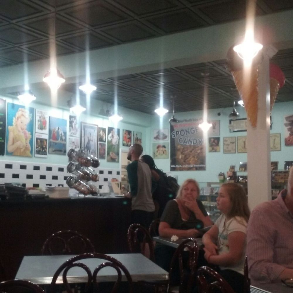 King Condrell's Candy & Ice Cream - New updated look!  Ceiling is beautiful and I like the colors and giant cones. The whole place looks more open and light. - Candy Stores Near Me - Kenmore, New York