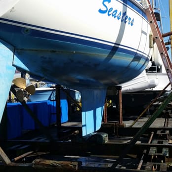 Marina Shipyard - Before the bottom paint/work is done on my boat at Marina Shipyard. - Boat Repair Near Me - Long Beach, California Marina Shipyard - Before the bottom paint/work is done on my boat at Marina Shipyard. - Boat Repair Near Me - Long Beach, California