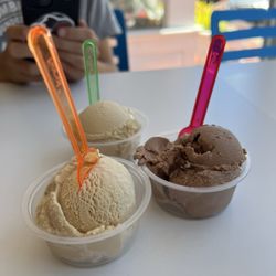 The Gelato Cone - Single scoops of peanut butter honey and ferrero rocher