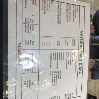 Natural Nails & Spa - Price menu - Day Spas Near Me - Davis, California
