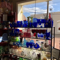 Ye Olde City Antique Mall - A beautiful window of vintage glass items!