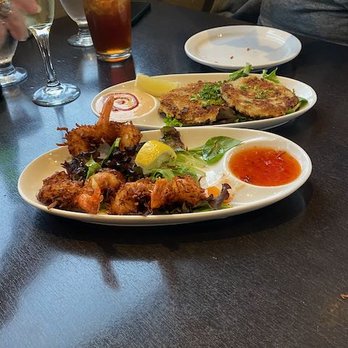 Jack's Seafood - Crabcakes with a delightful sauce, and deep fried prawns with another delightful sauce. - Seafood Near Me - Eureka, California