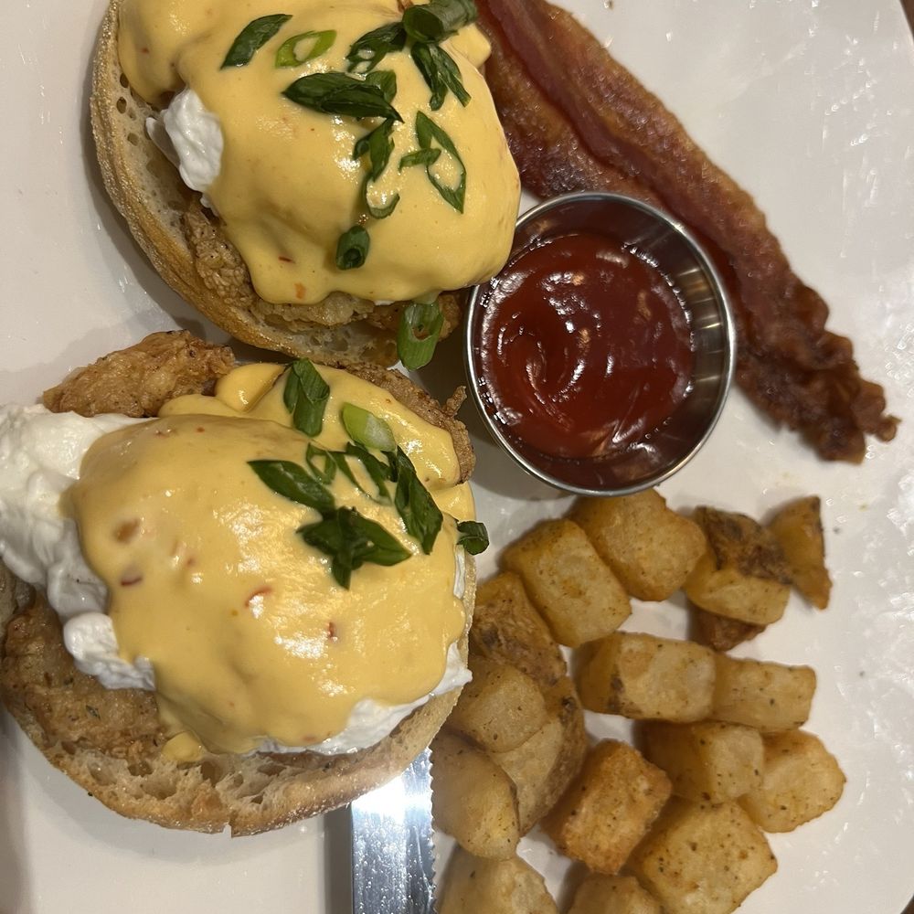 Bonefish Grill - Bang Bang Shrimps Eggs Benedict - Seafood Near Me - Matthews, North Carolina