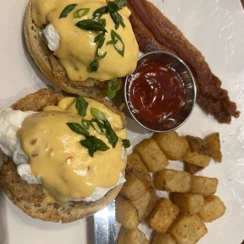 Bonefish Grill - Bang Bang Shrimps Eggs Benedict - Seafood Near Me - Matthews, North Carolina Bonefish Grill - Bang Bang Shrimps Eggs Benedict - Seafood Near Me - Matthews, North Carolina