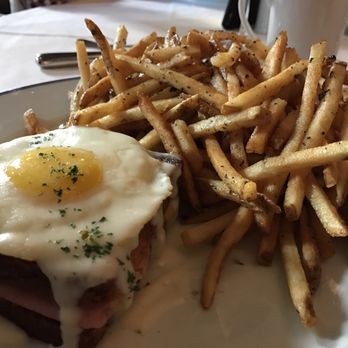 Bouchon - croque madame with truffle fries - French Near Me - Las Vegas, Nevada Bouchon - croque madame with truffle fries - French Near Me - Las Vegas, Nevada