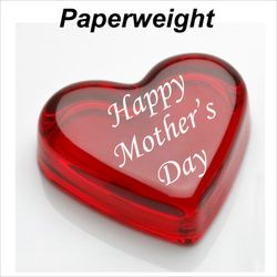Memorable Engraving - Glass red heart paperweight, 3.5"W, custom engraved, #BEH-001, $65