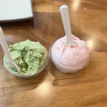 Miyagi Ayce Sushi - Dessert Green Tea and strawberry ice cream - Sushi Bars Near Me - San Bernardino, California