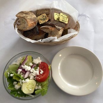 Desfina Restaurant - Side salad with bread - Greek Near Me - Cambridge, Massachusetts
