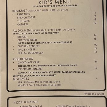 J's Restaurant And Bar - Kid's Menu - Pizza Near Me - Horseshoe Bay, Texas