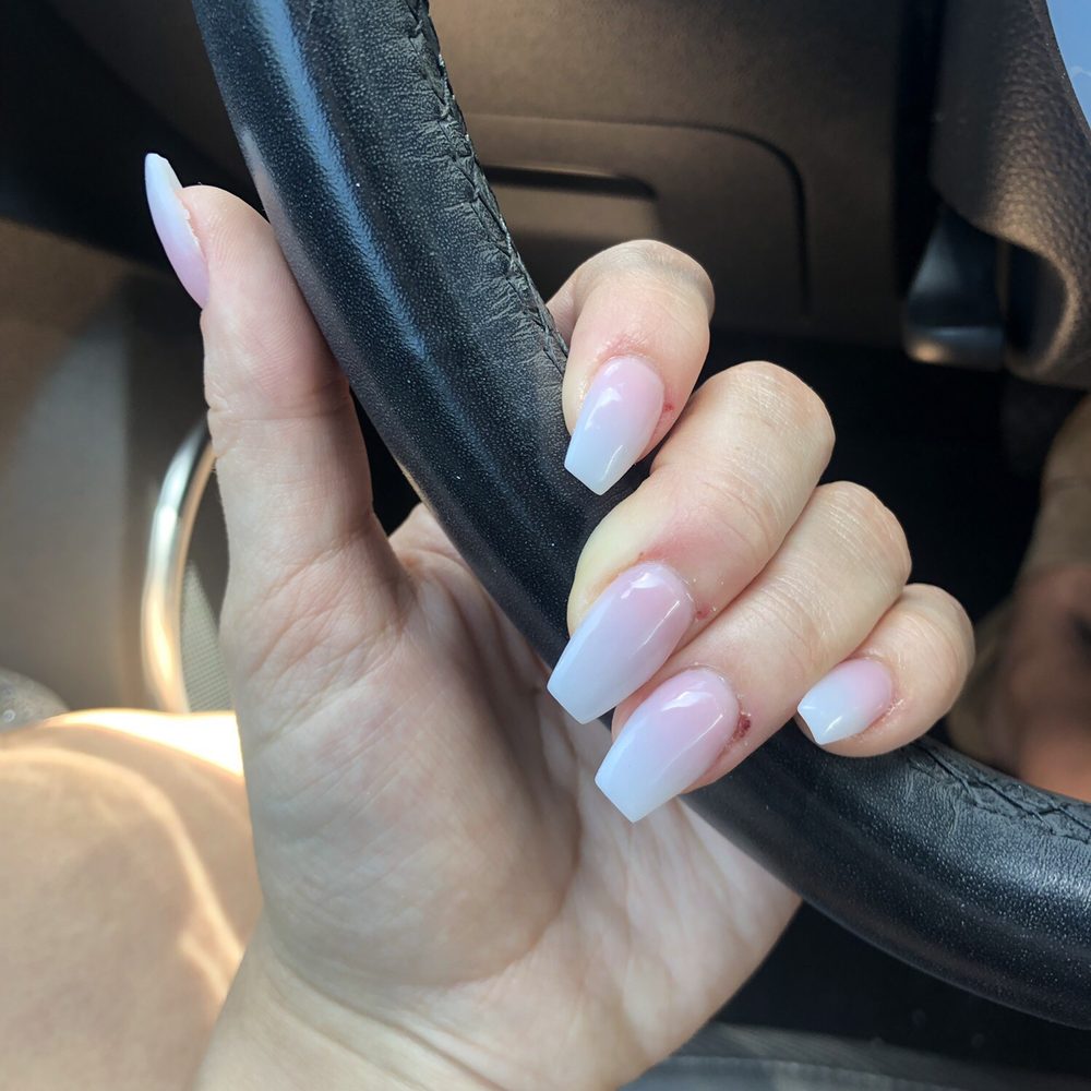 Coffin shaped ombré nails