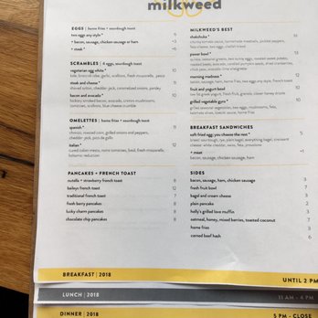 Milkweed - Breakfast menu - New American Near Me - Boston, Massachusetts Milkweed - Breakfast menu - New American Near Me - Boston, Massachusetts