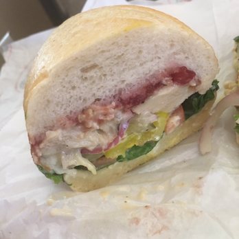 The Sandwich Spot - #24 Kimball Jag on sourdough: chicken, cranberry sauce, bomb sauce, pepper jack cheese and all the fixings - Sandwiches Near Me - Tracy, California The Sandwich Spot - #24 Kimball Jag on sourdough: chicken, cranberry sauce, bomb sauce, pepper jack cheese and all the fixings - Sandwiches Near Me - Tracy, California