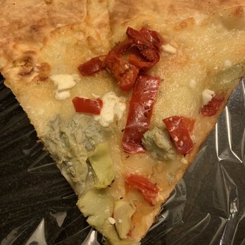 Farmington Pizza + Kitchen - A double slice of pizza. Artichoke and roasted red peppers with mozzarella and feta cheese. - Pizza Near Me - Farmington, Connecticut Farmington Pizza + Kitchen - A double slice of pizza. Artichoke and roasted red peppers with mozzarella and feta cheese. - Pizza Near Me - Farmington, Connecticut