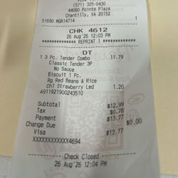 Popeyes Louisiana Kitchen - Receipt shows no sauce I ask for two
