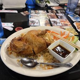 Cornish hen on fried rice
