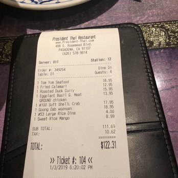 President Thai - Bill - Thai Near Me - Pasadena, California
