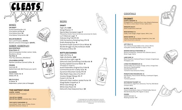 Menu photo 6 Cleats Charleston, SC