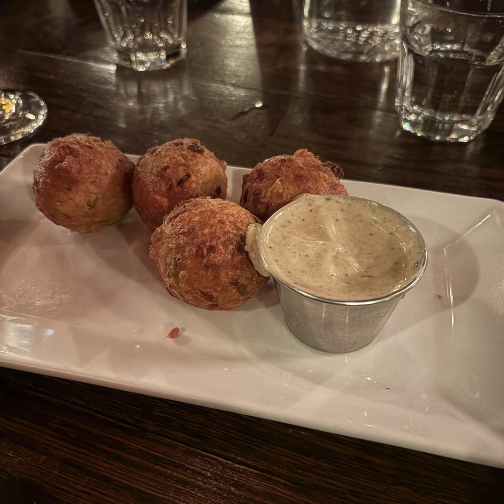 Codfish Fritters w. Jerk Lime Dip Codfish Fritters w. Jerk Lime Dip