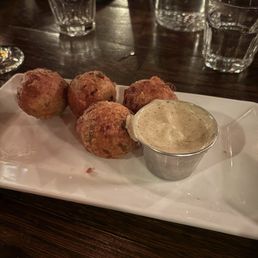 Codfish Fritters w. Jerk Lime Dip Codfish Fritters w. Jerk Lime Dip