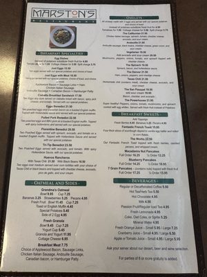 Menu photo 1 Marston's Pasadena, CA