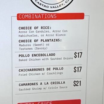 La Perla - Menu 1 - Puerto Rican Near Me - Castro Valley, California