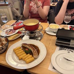 Fondue, raclette and sausage Fondue, raclette and sausage