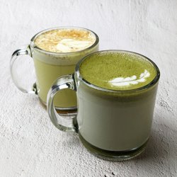 Green Sage Cafe - South Asheville - Turmeric Milk Latte, and Matcha Latte