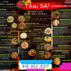 Thai SA! - Fooodddd menu