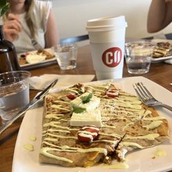 Colados Coffee & Crepes - Chorizo breakfast crepe.