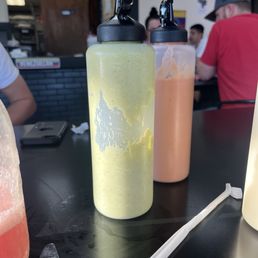 Three types of sauce - we like the green best