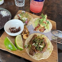 Carnitas, Carne Asada and shrimp tacos Carnitas, Carne Asada and shrimp tacos