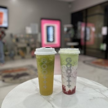 Goomo Tea Shop - Green Grape Lime Green Tea and Strawberry Matcha Bump - Bubble Tea Near Me - Walnut, California Goomo Tea Shop - Green Grape Lime Green Tea and Strawberry Matcha Bump - Bubble Tea Near Me - Walnut, California