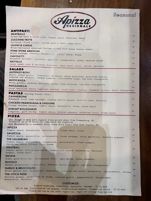 Menu photo 5 Apizza Regionale Syracuse, NY