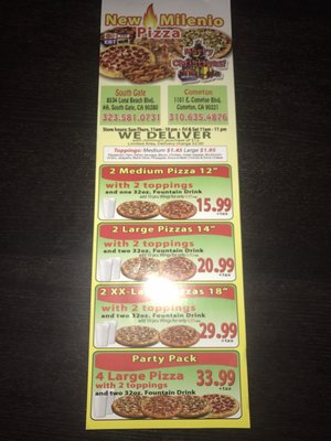 Menu photo 1 New Milenio Pizza South Gate, CA Menu photo 1 New Milenio Pizza South Gate, CA