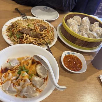 Dumplings N More - Beef and scallion dumplings, 9/10! beef stir fried noodles not bad- 6.5/10 wontons on red chili oil- 8/10 chili oil on the side is 10/10 - Chinese Near Me - Escondido, California