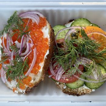 Courage Bagels - Salmon Roe and Run it Through the Garden - Bagels Near Me - Los Angeles, California